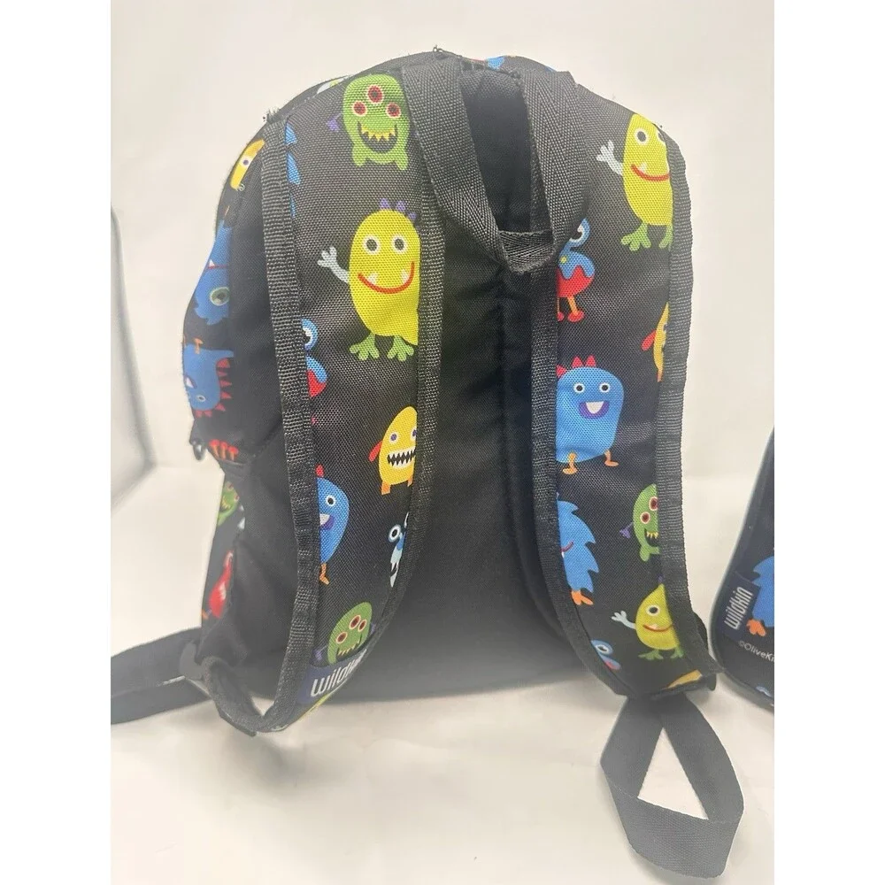 Wildkin Monsters Black Kids Backpack-12 “ Matching Lunchbox Pack